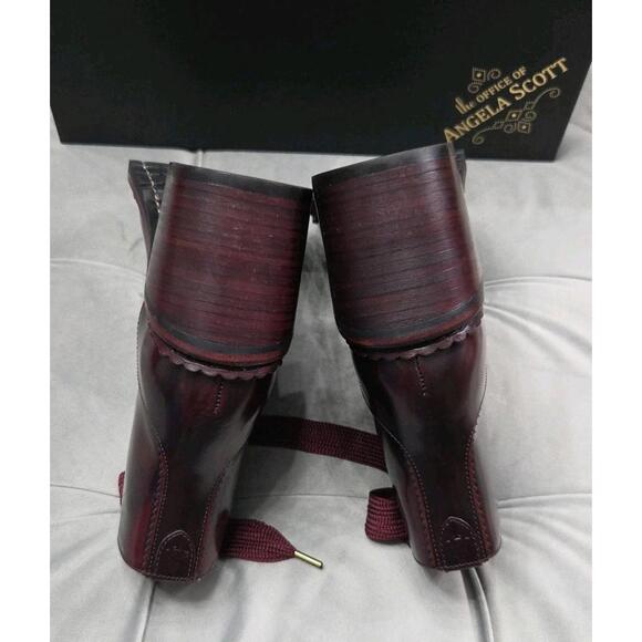 The Office of Angela Scott Miss Billie Boots Dark Red Leather Womens Shoes 37 7 - Picture 14 of 15